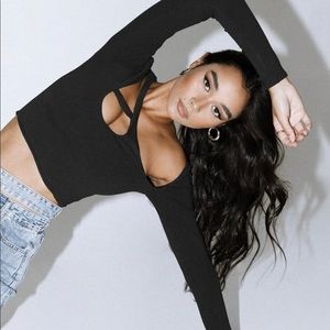 princess polly adriana black cutout long sleeve